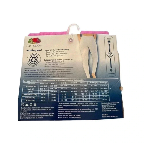 Fruit of the Loom Womens Beyond Soft Pink Waffle Thermal Pants S/ch (4-6) - Picture 3 of 3